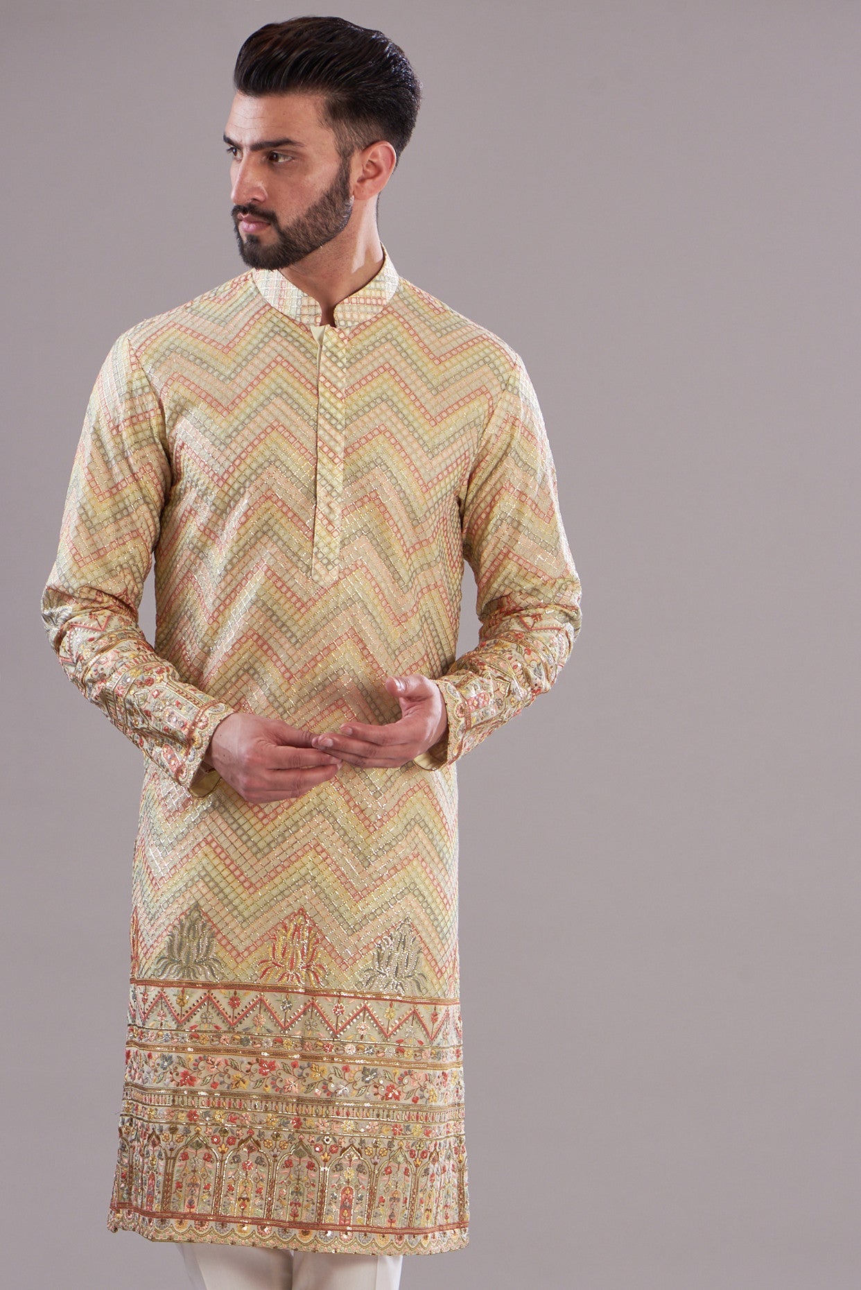 Pink-beige royal embrodried kurta - kasbahmen