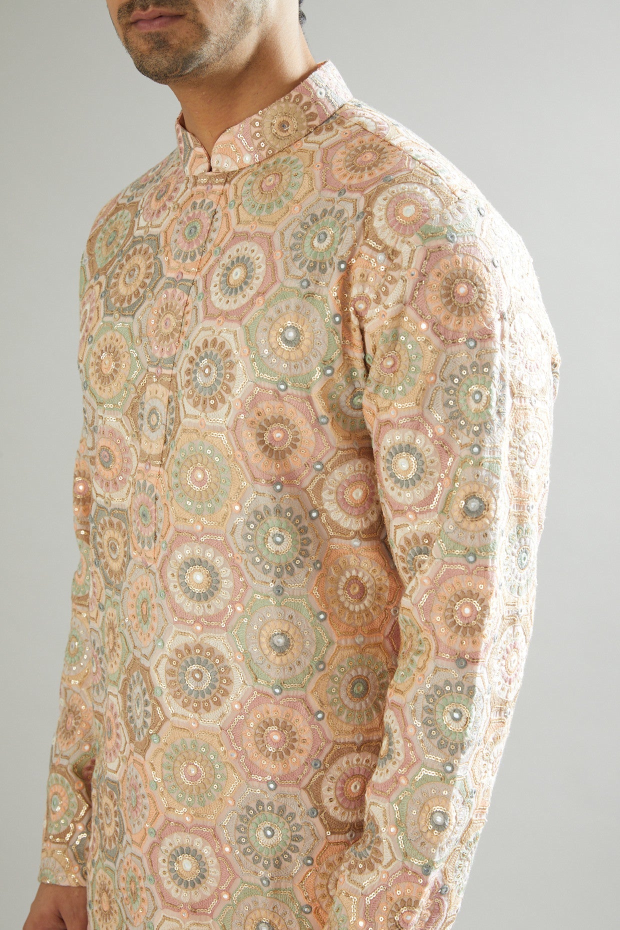 Peach Embroidered Kurta - kasbahmen