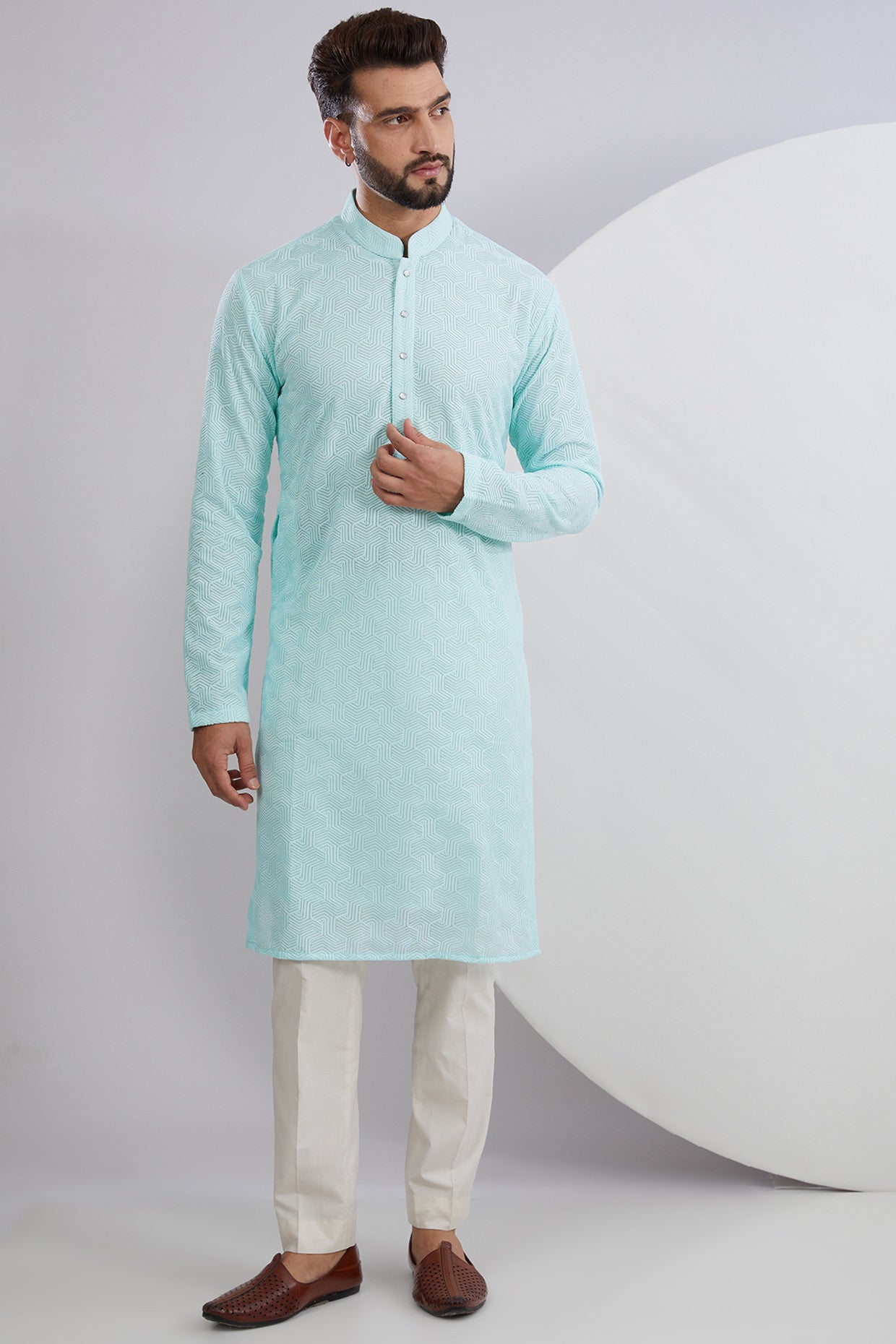 Blue Chikankari Kurta - kasbahmen