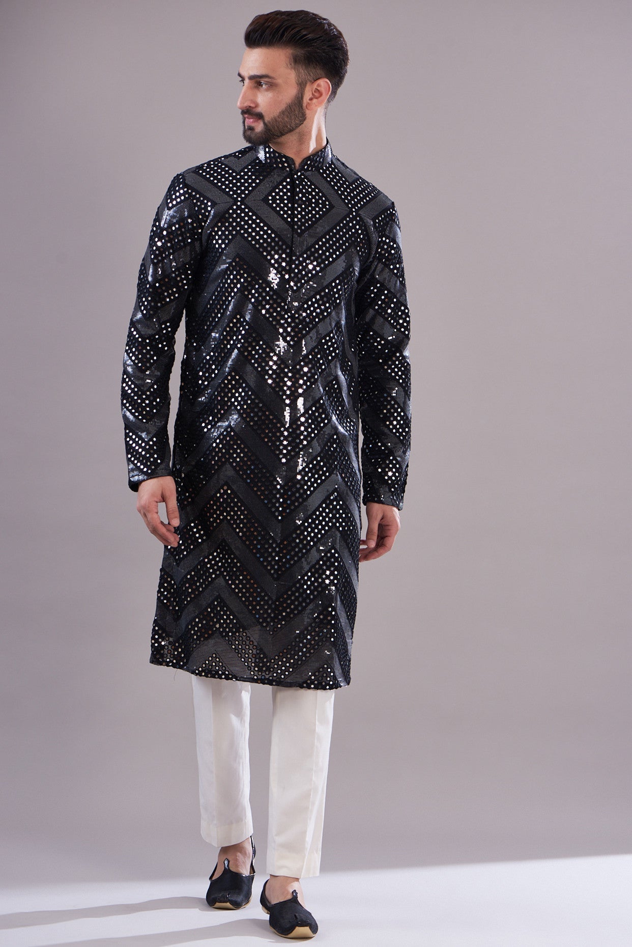 Black mirror work kurta - kasbahmen