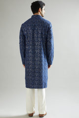 Navy Blue Embroidered Kurta - kasbahmen