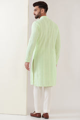 Green chikankari kurta with thread work - kasbahmen