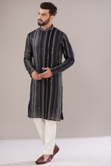 Black Georgette Embroidered Kurta