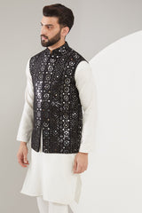 Black Mirror-work short Nehru Jacket - kasbahmen