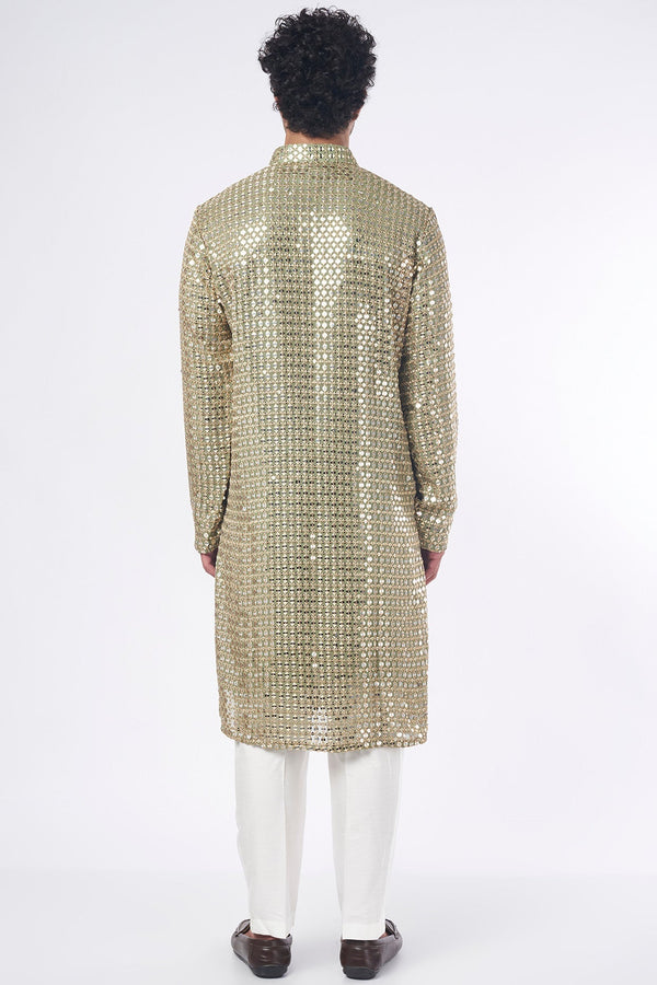 Mehendi Green Zari Embroidered Kurta