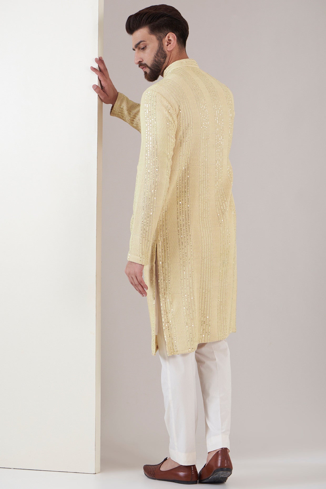 Creamish beige chikankari kurta - kasbahmen