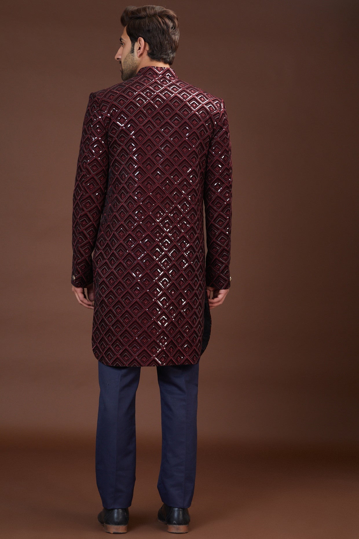 Maroon royal cut indowestern - kasbahmen