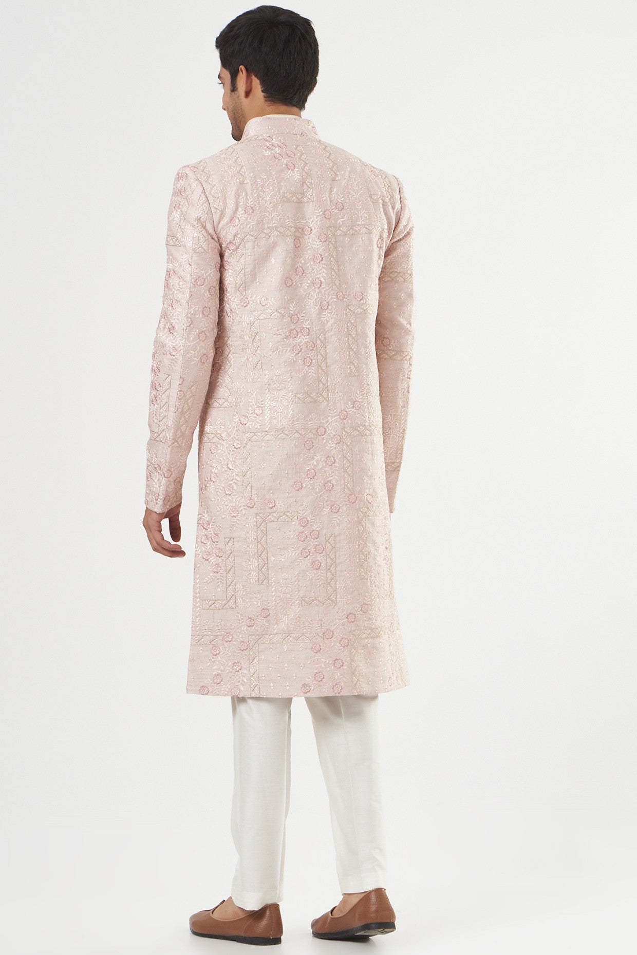 Blush Pink Embroidered Sherwani - kasbahmen