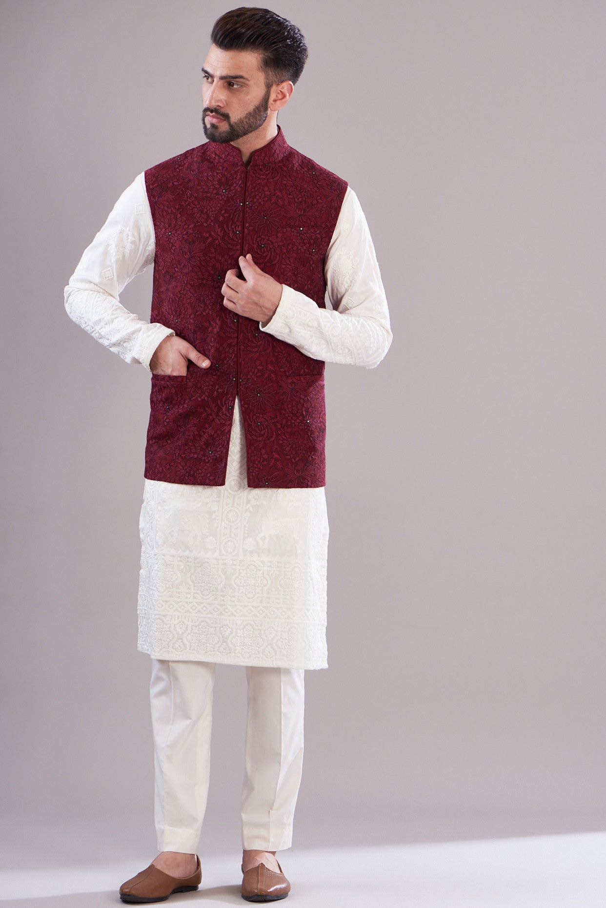 Deep red nehru jacket - kasbahmen