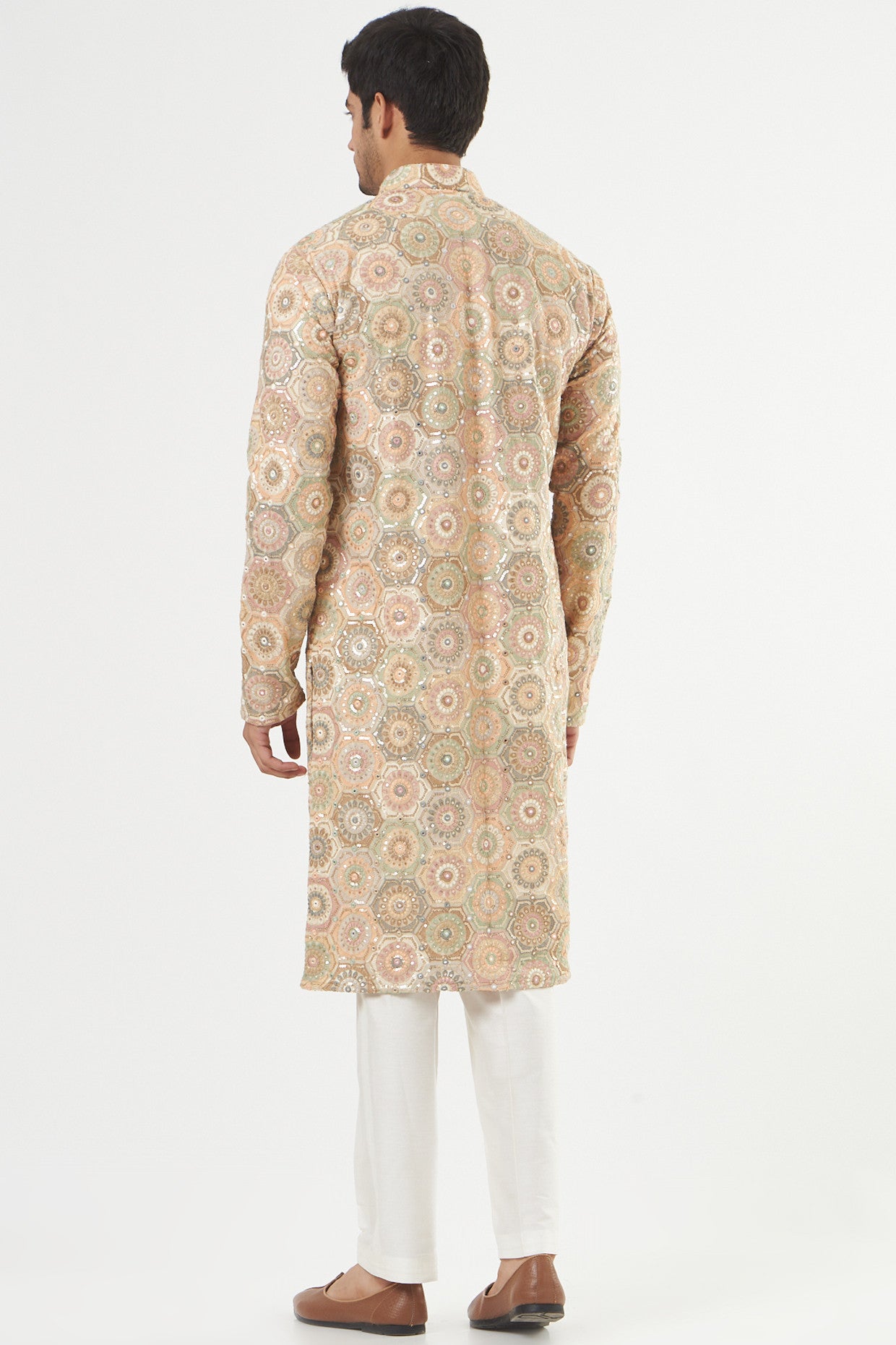 Beige Embroidered Kurta - kasbahmen