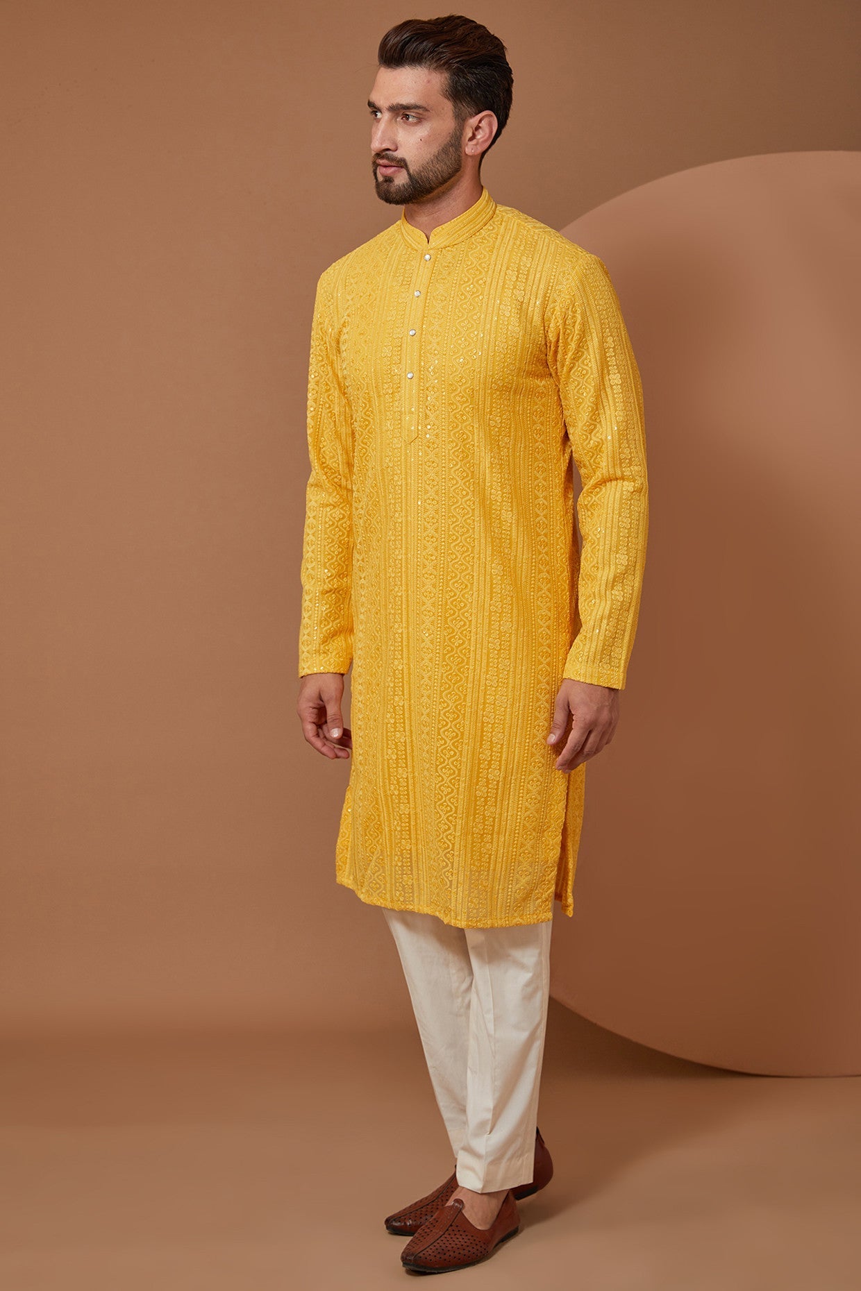 Yellow Chikankari Kurta - kasbahmen