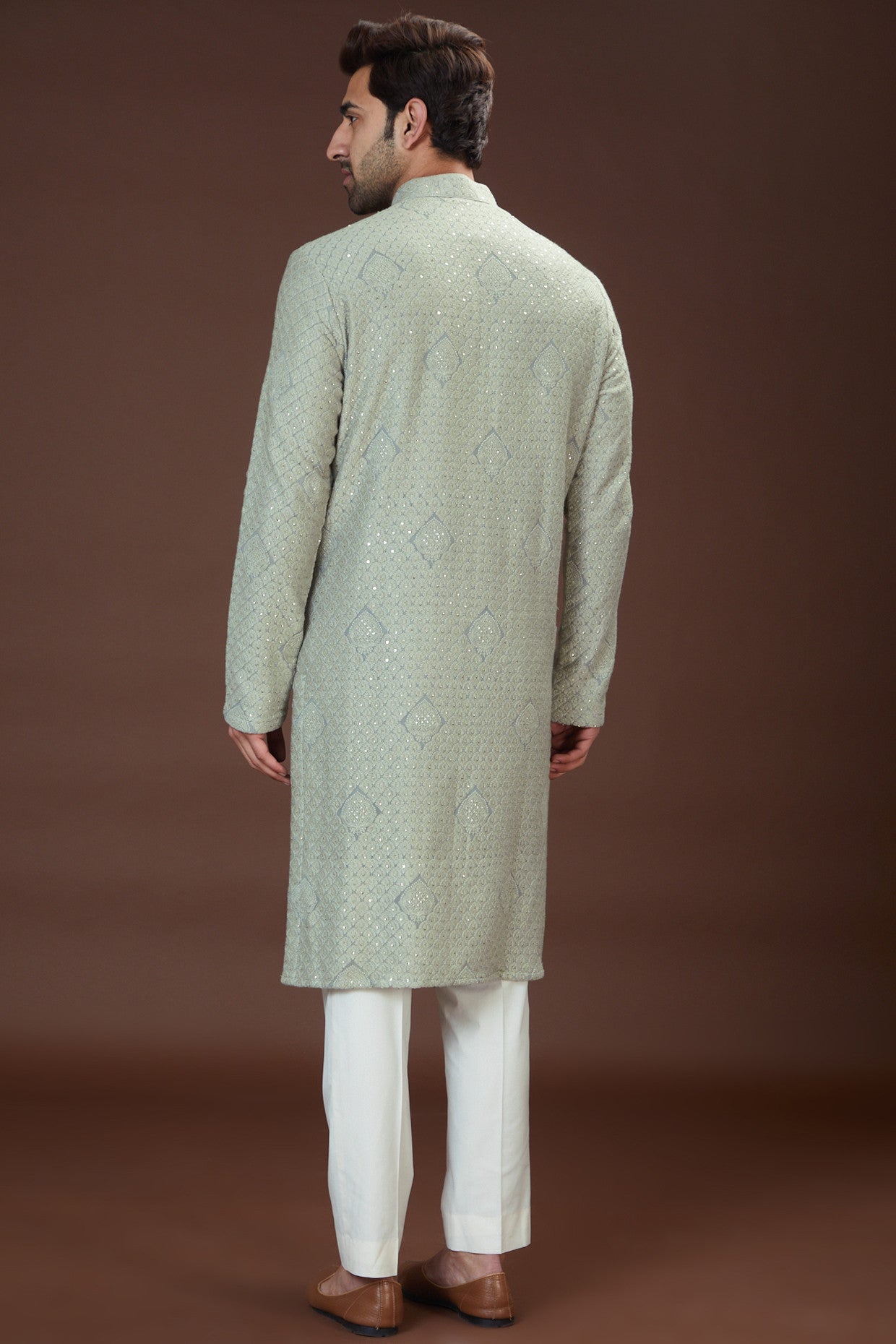 Grey chikankari kurta - kasbahmen