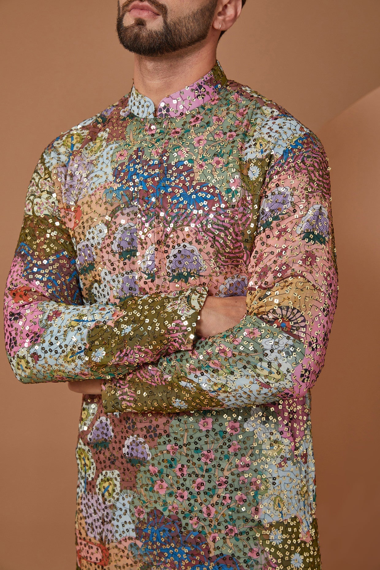 Abstract Sequin Embellished Kurta - kasbahmen