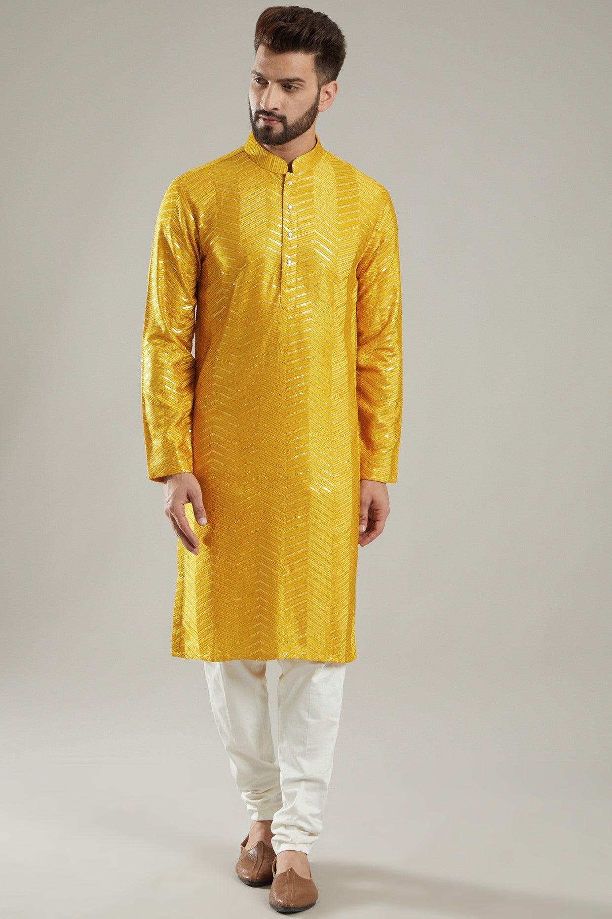 Mustard Silk Kurta - kasbahmen