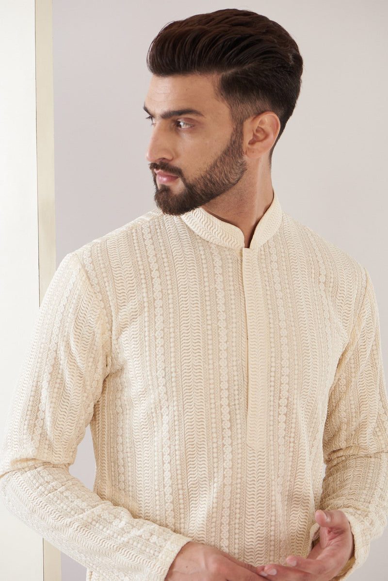 Beige chikankari kurta