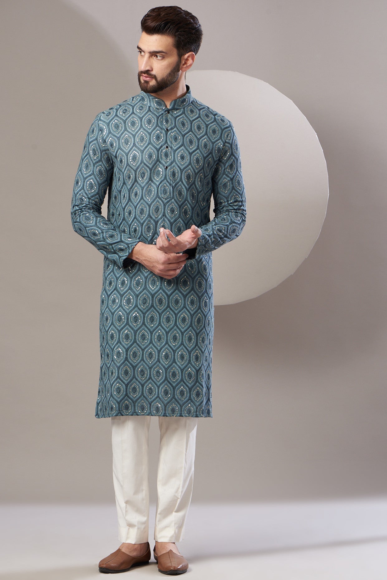 Formal teal blue dual toned kurta - kasbahmen