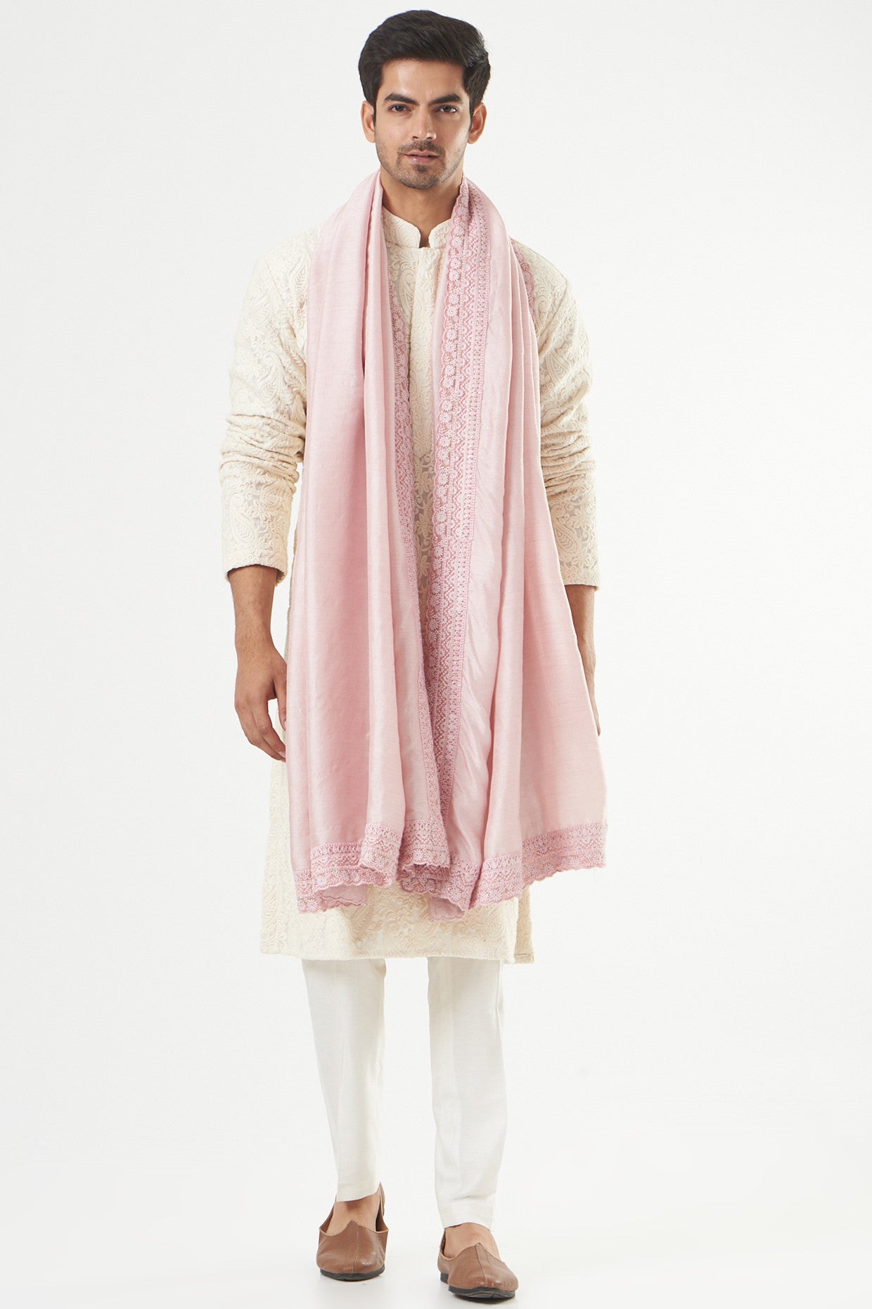 Blush Pink Embroidered Sherwani Set - kasbahmen