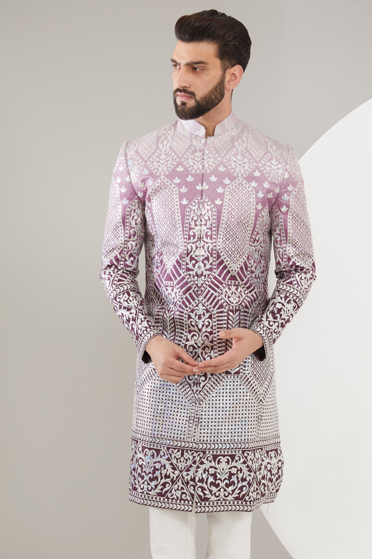 Purple Ombre Shaded Sherwani - kasbahmen