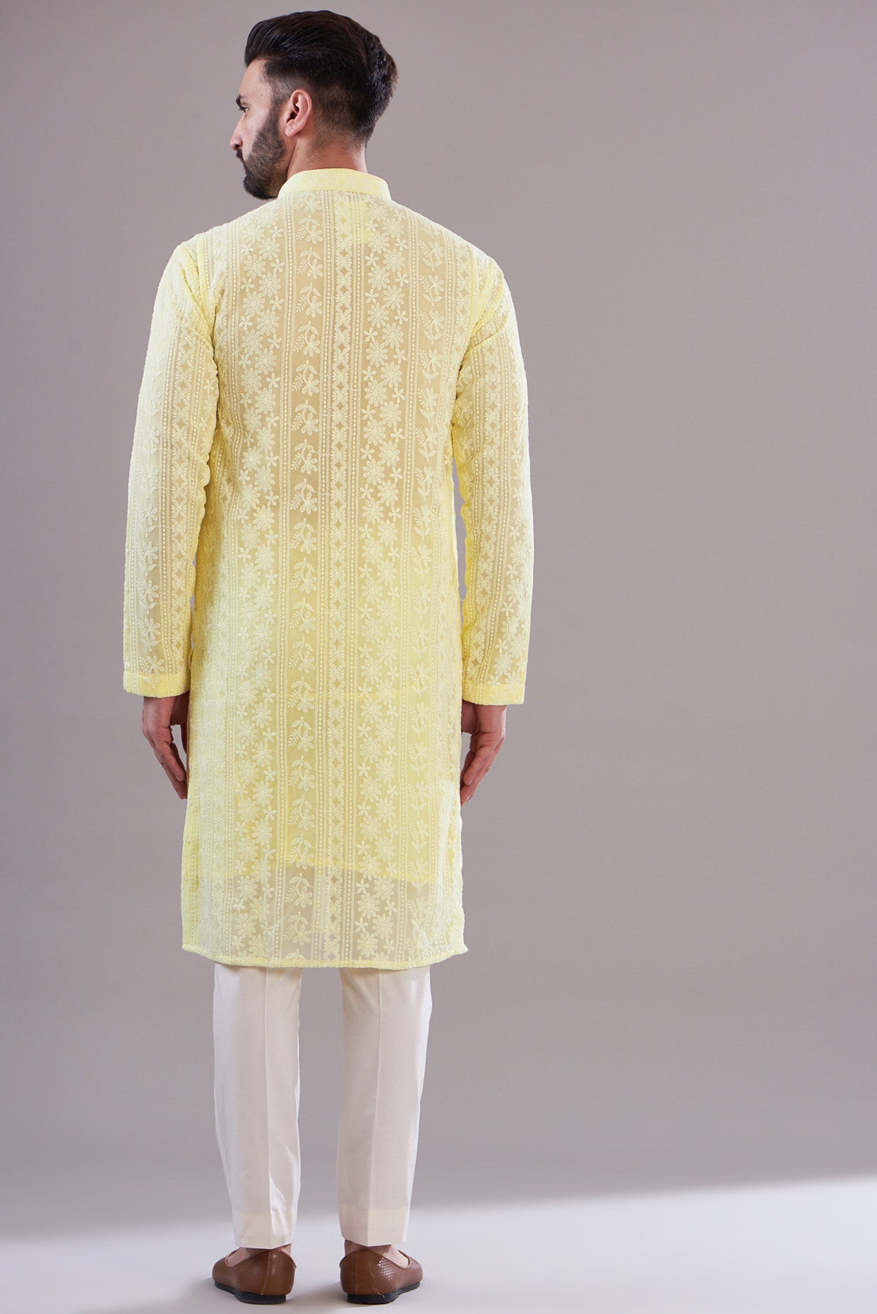 Yellow chikankari kurta - kasbahmen