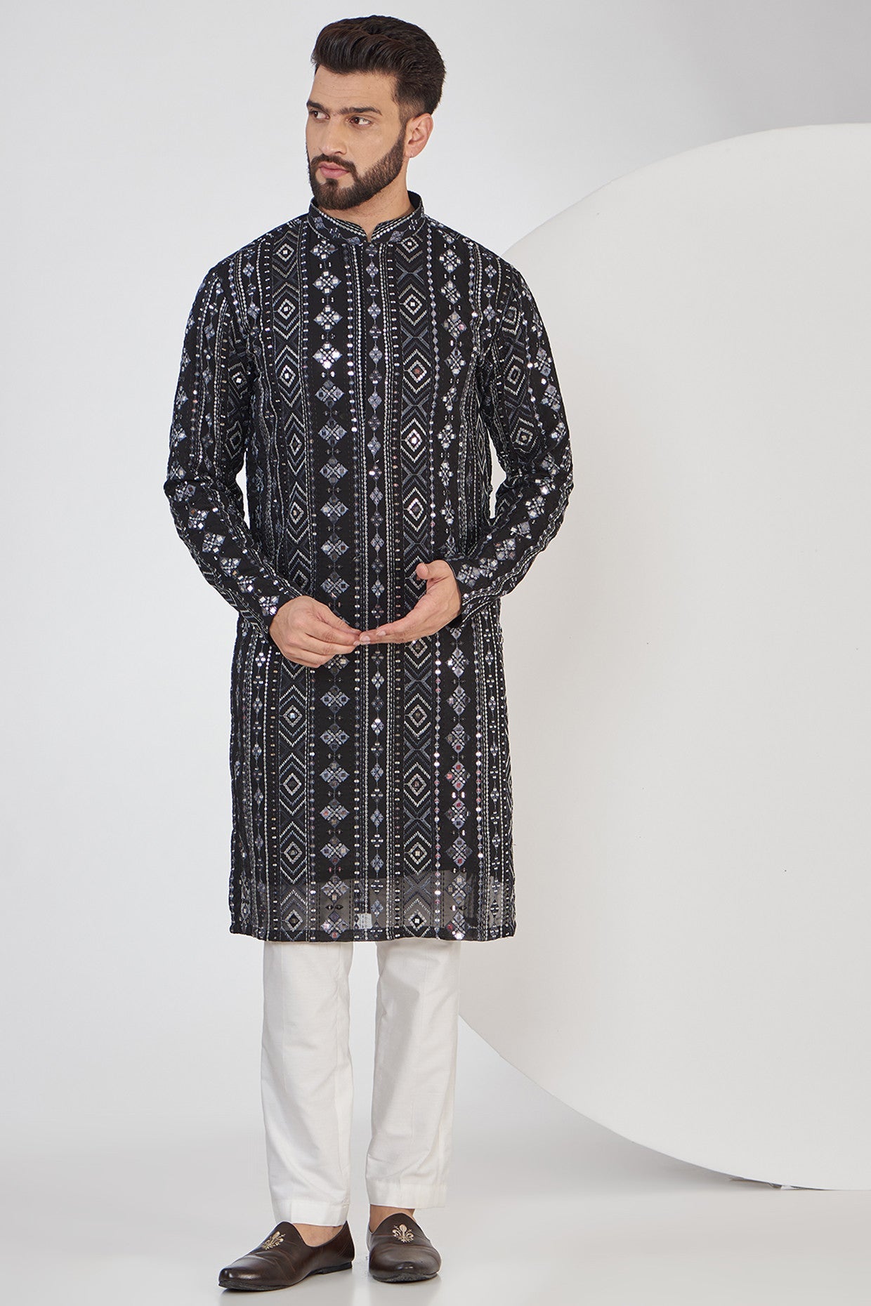 Black mirror work kurta - kasbahmen