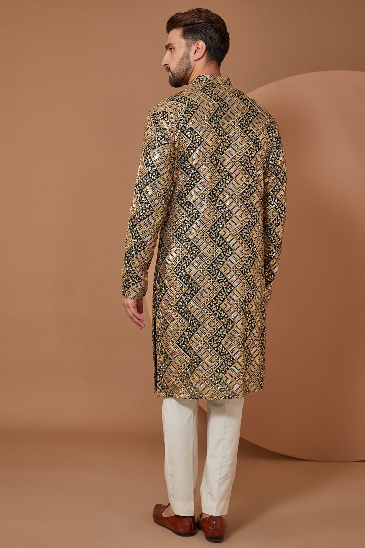 Mehndi Green Heavy Embroidered Kurta - kasbahmen