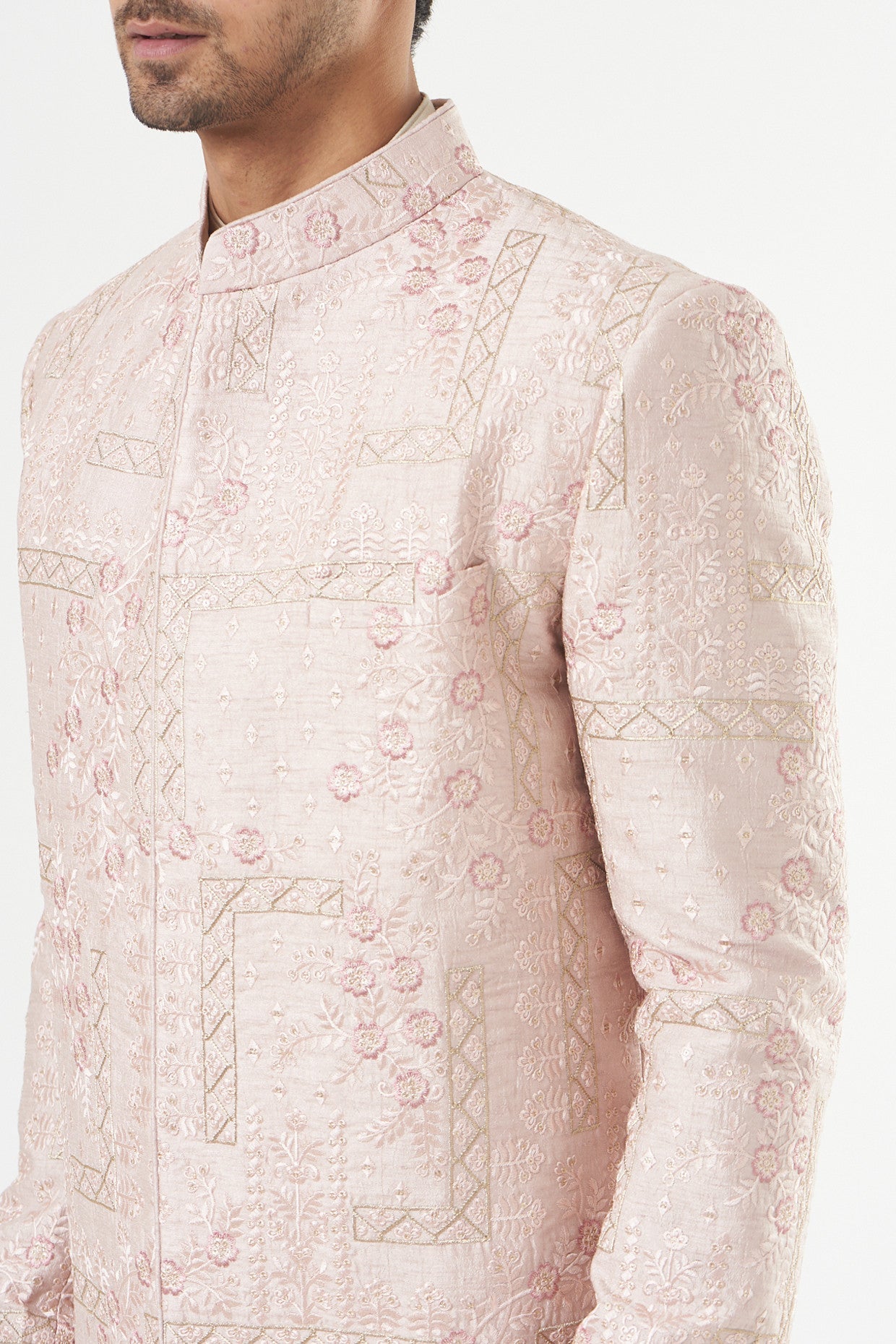 Blush Pink Embroidered Sherwani - kasbahmen