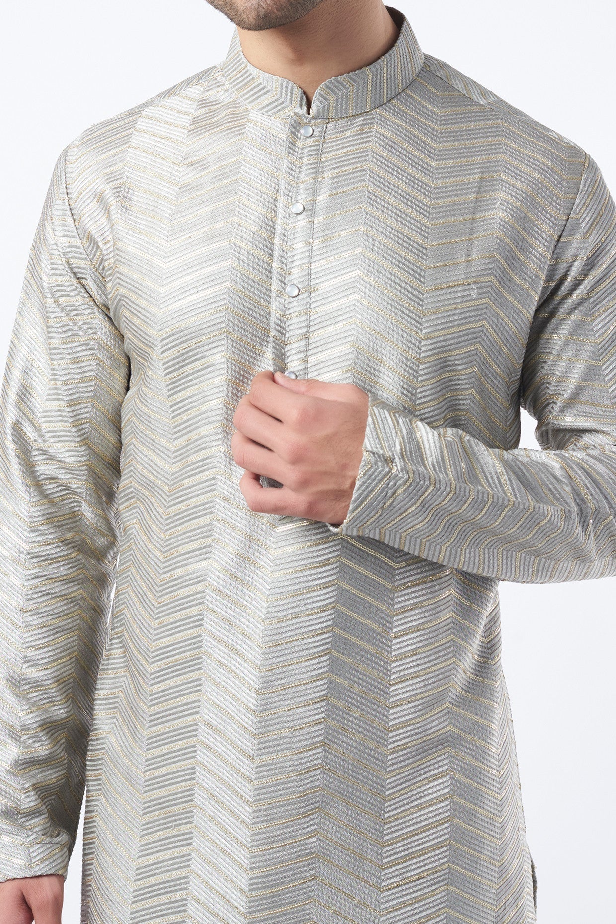 Silver Silk Kurta - kasbahmen