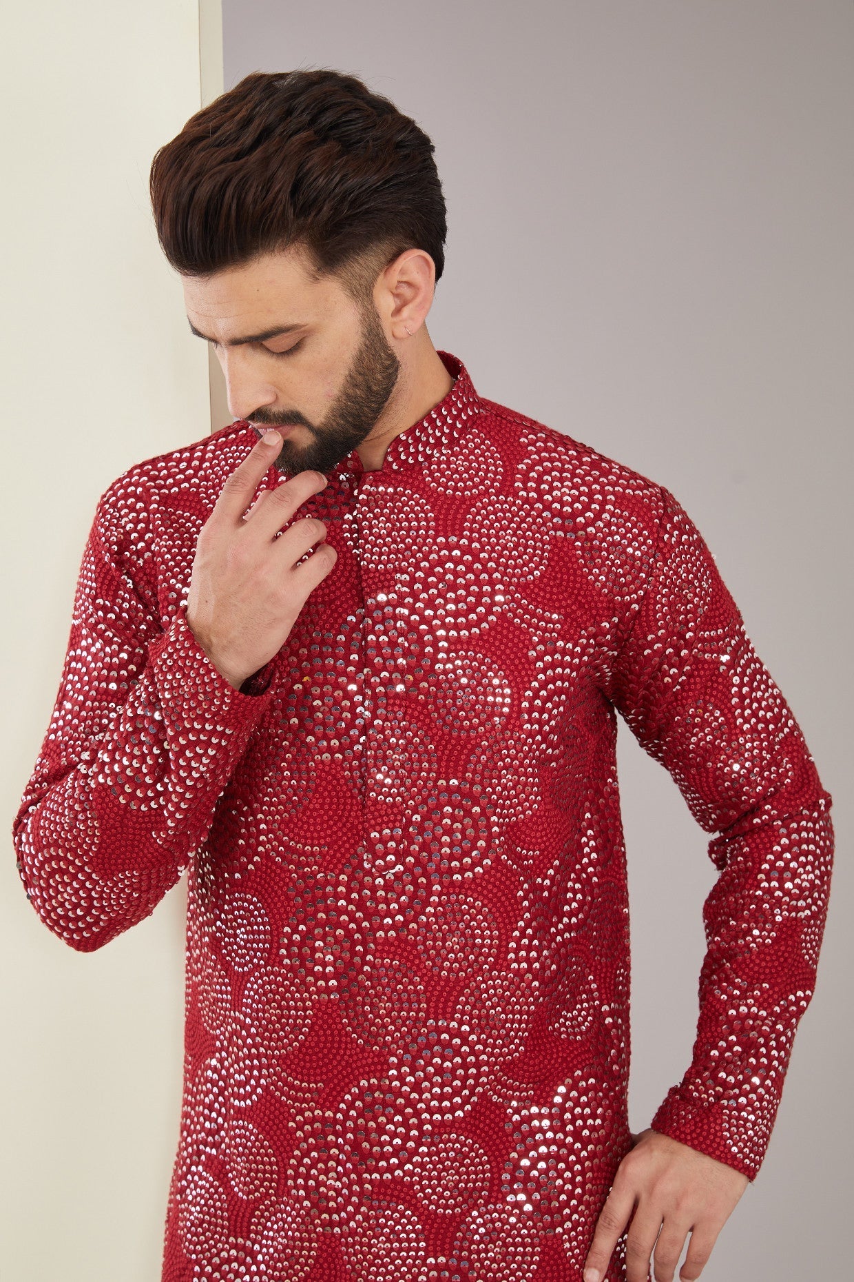 Maroon Sequined kurta - kasbahmen