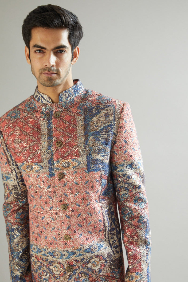 Maroon Printed & Embroidered Kurta - kasbahmen