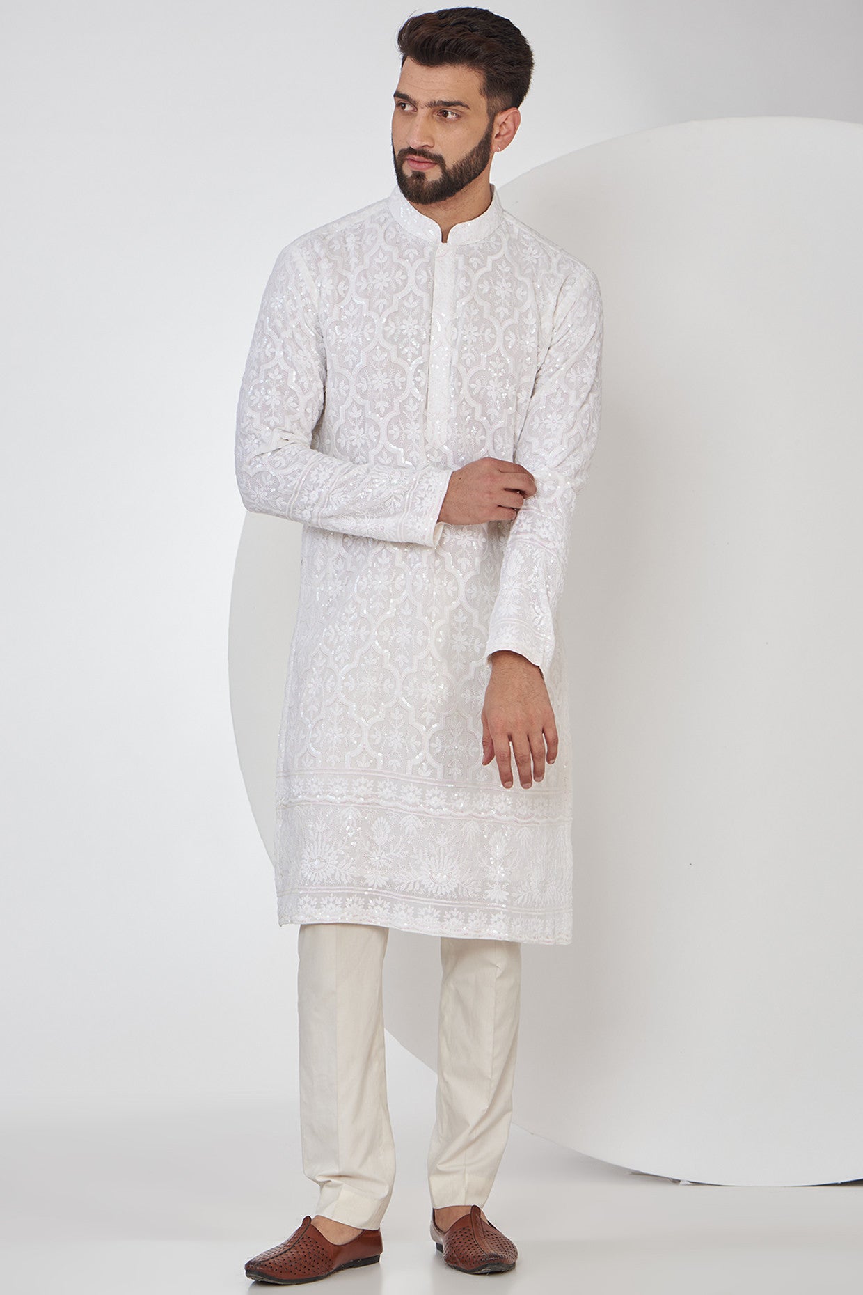 White multi sequins kurta - kasbahmen