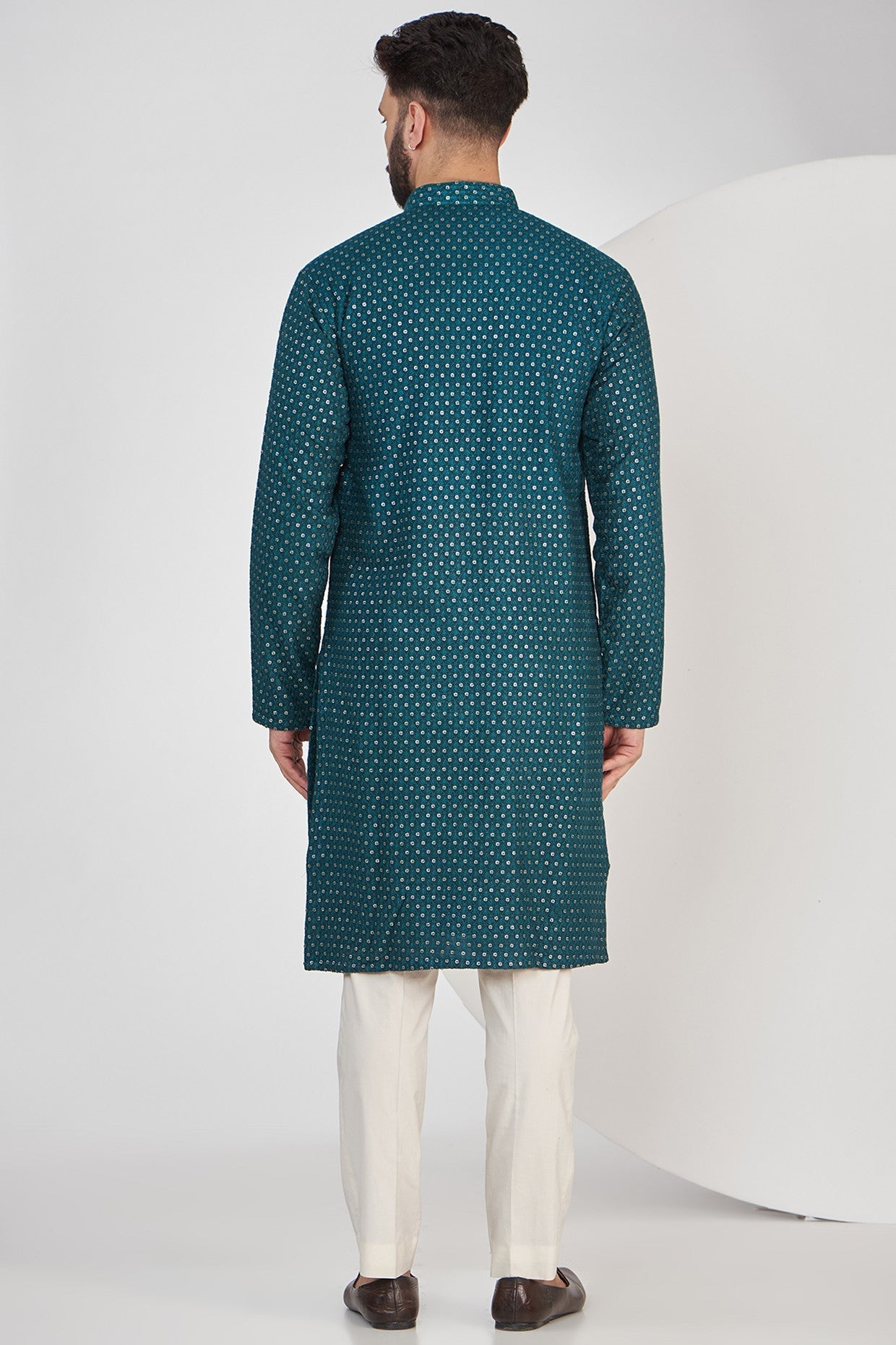 Teal Chikankari Kurta - kasbahmen