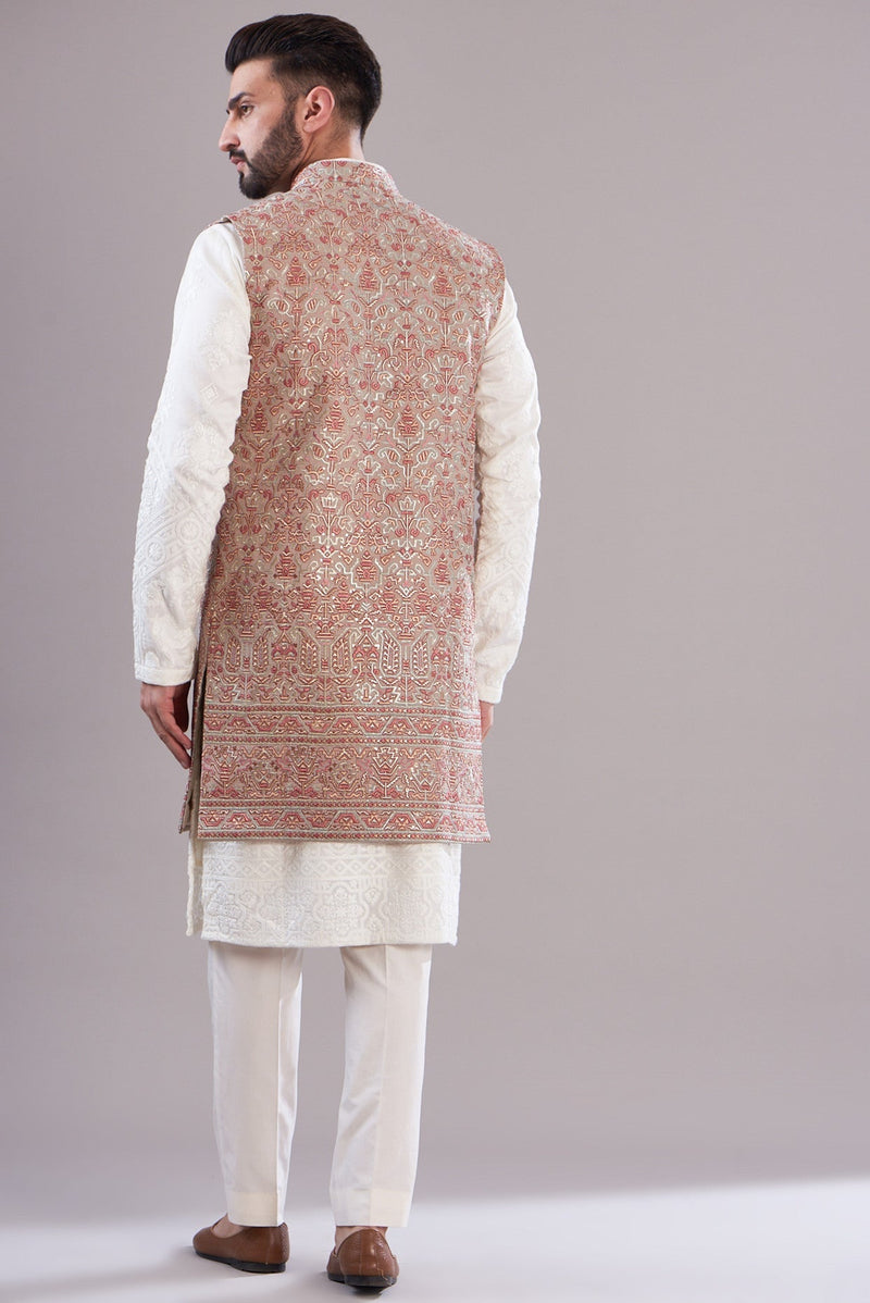 Kashmiri embrodried long open shrug - kasbahmen