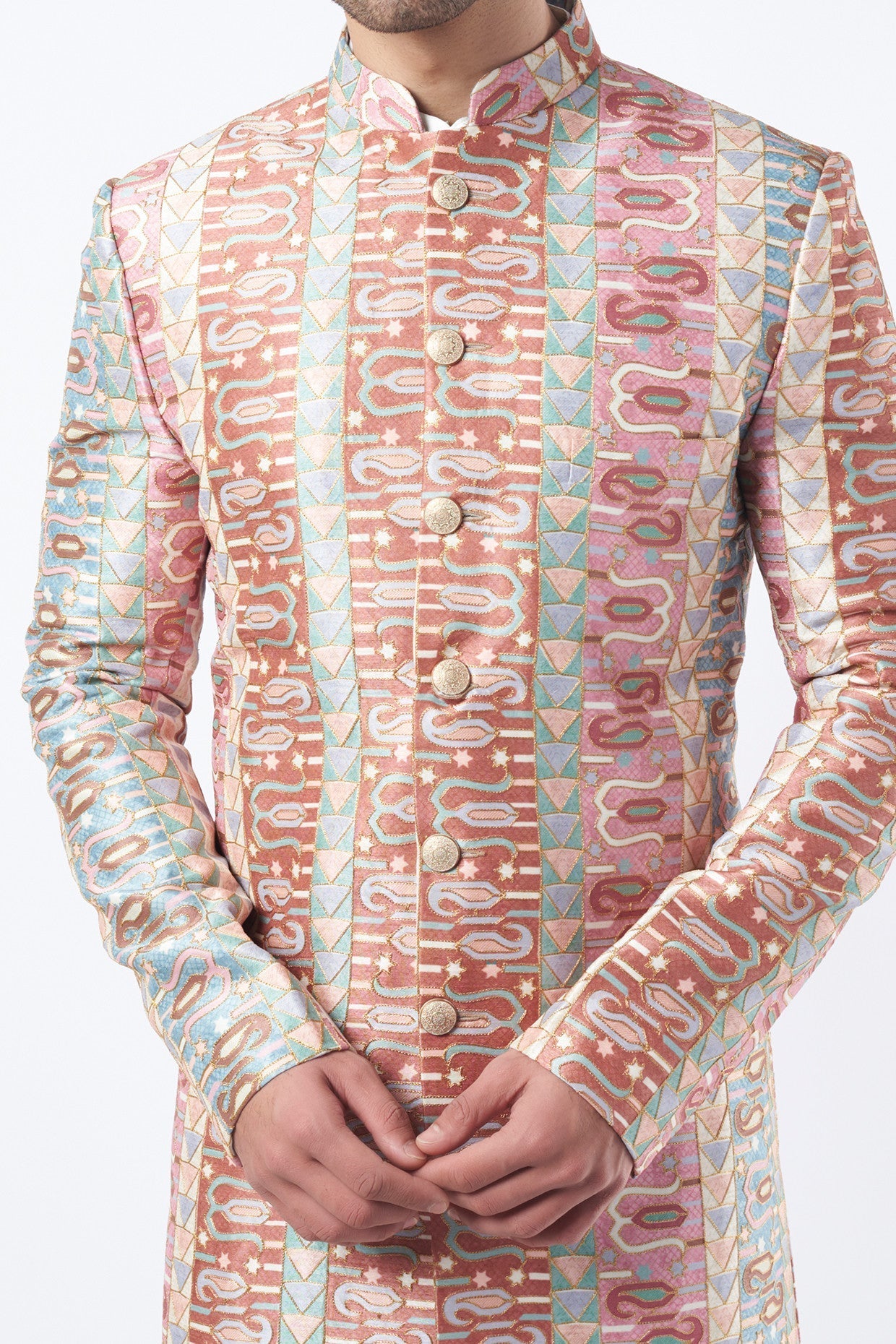 Blush Pink Embroidered Sherwani - kasbahmen