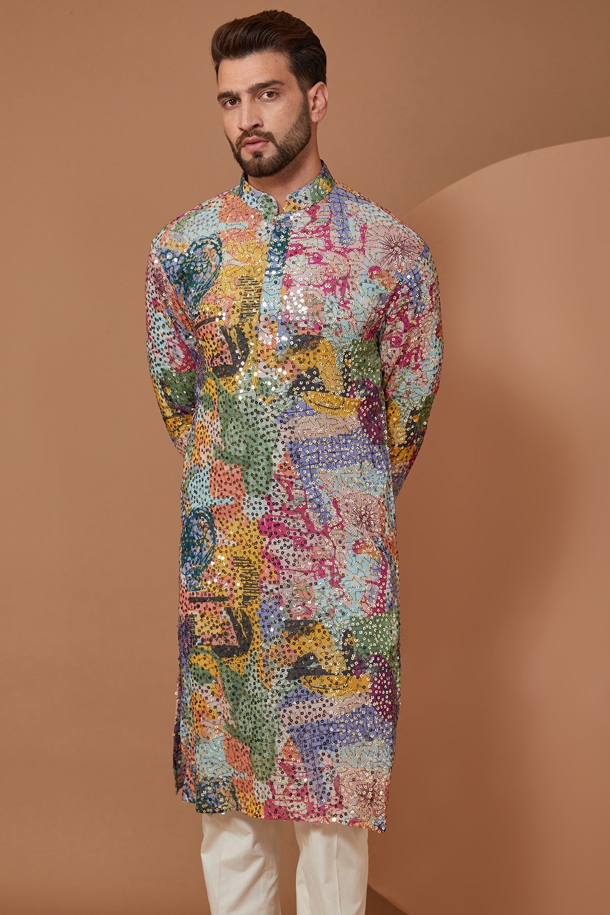 Abstract Sequin Embellished Kurta - kasbahmen