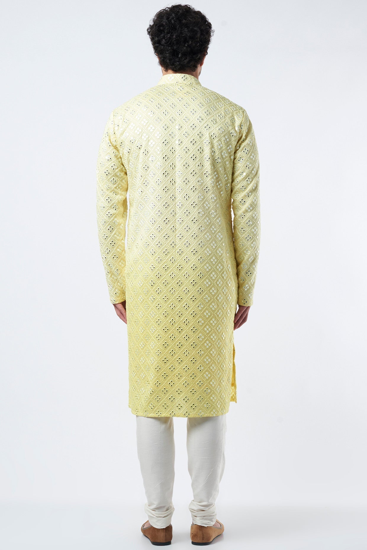 Lime Yellow Silk Kurta - kasbahmen