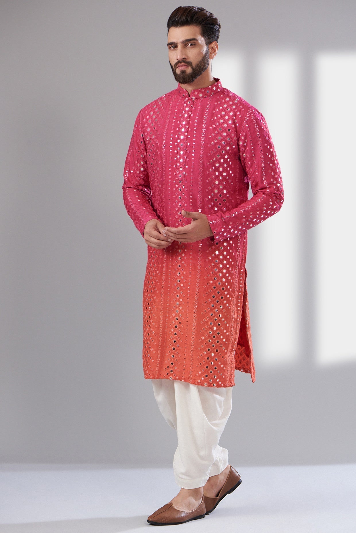 signature ombre mirror work kurta - kasbahmen