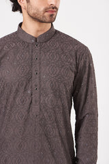 Dark Mauve Embroidered Kurta