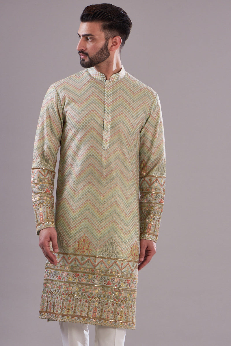 Blueish- beige royal embrodried kurta - kasbahmen