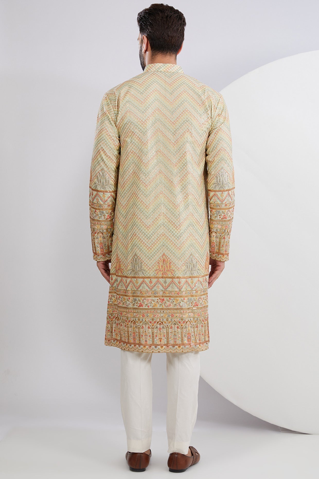 Multi Embroidered Kurta with Detailed Ghera work - kasbahmen