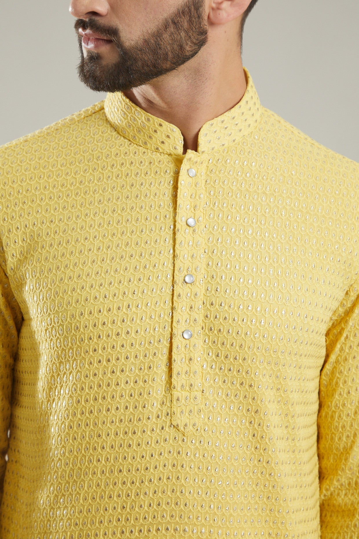 Yellow Embroidered Kurta - kasbahmen