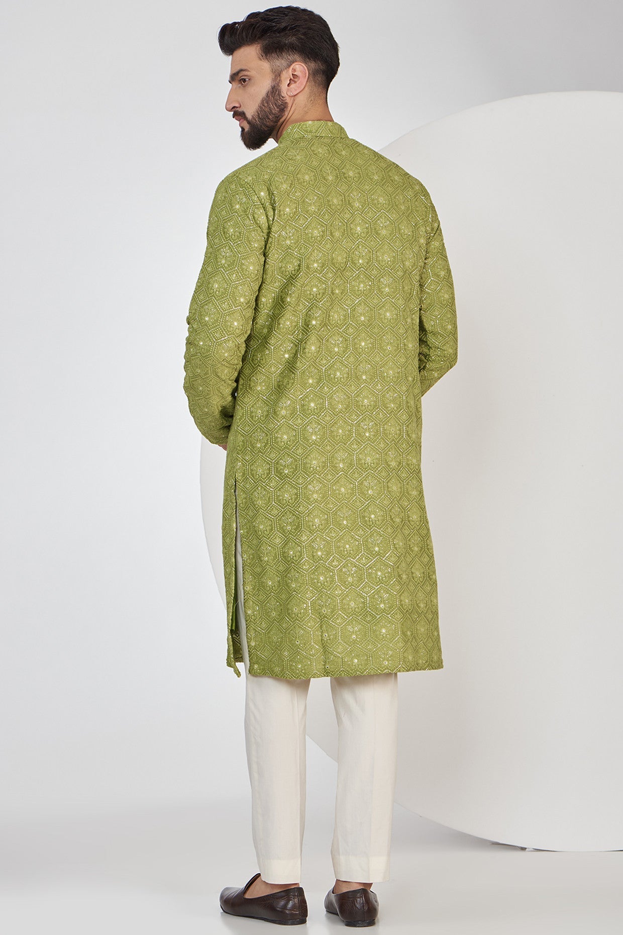 Mehndi Green Chikankari Kurta - kasbahmen