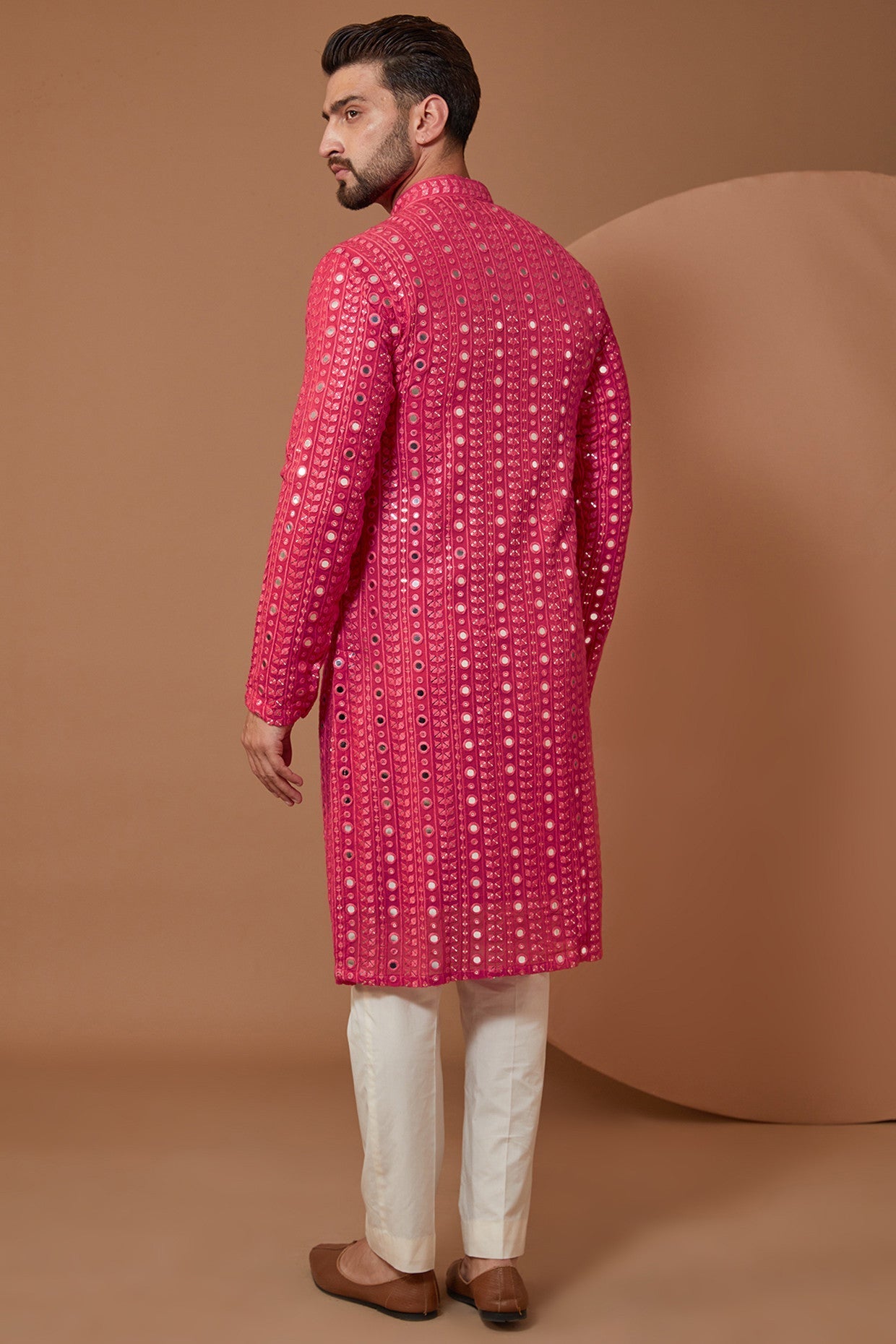 Hot Pink Classic Mirror-work Kurta - kasbahmen