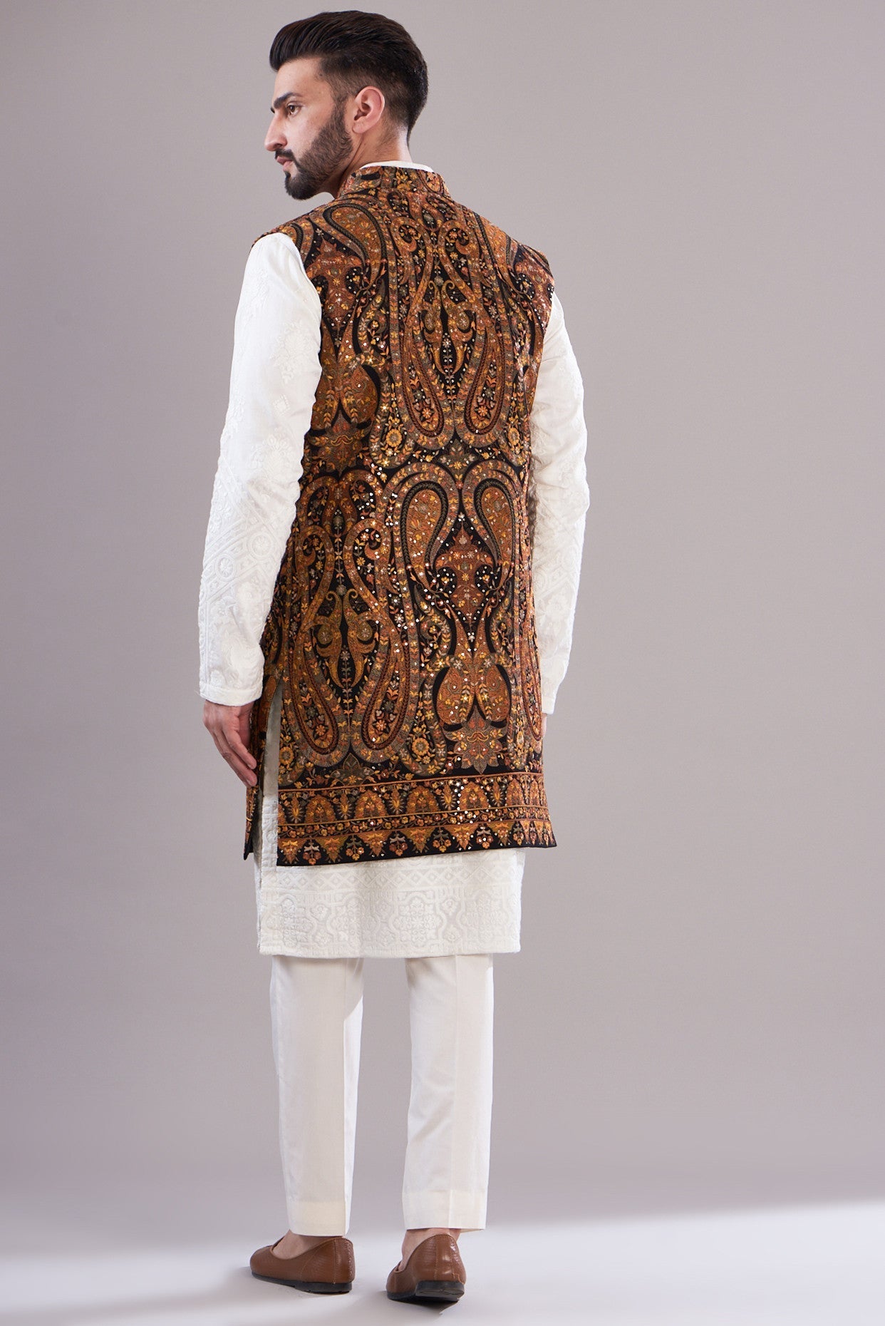 Kalamkari long open shrug - kasbahmen