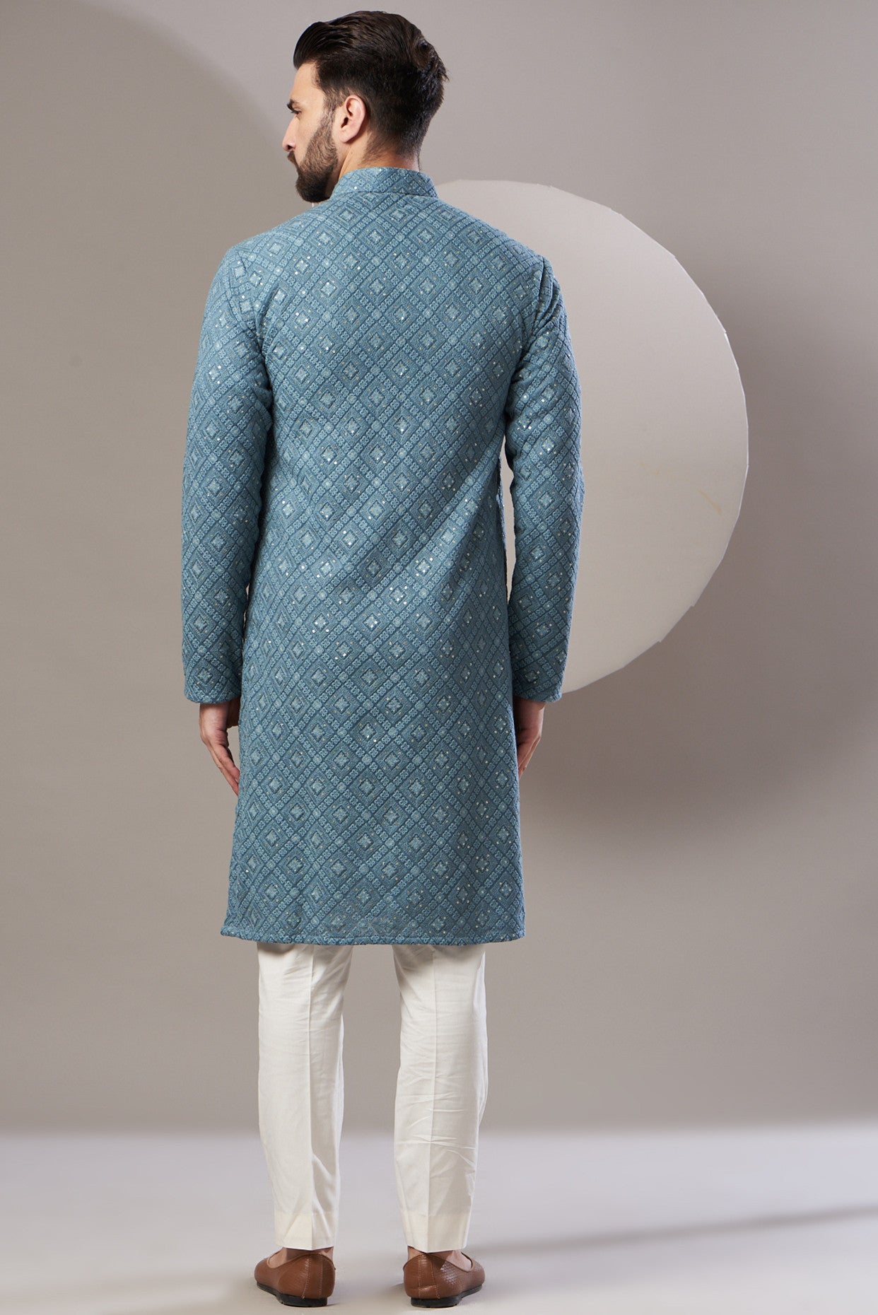 Formal teal blue chikankari kurta - kasbahmen