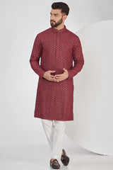 Maroon Chikankari Kurta - kasbahmen