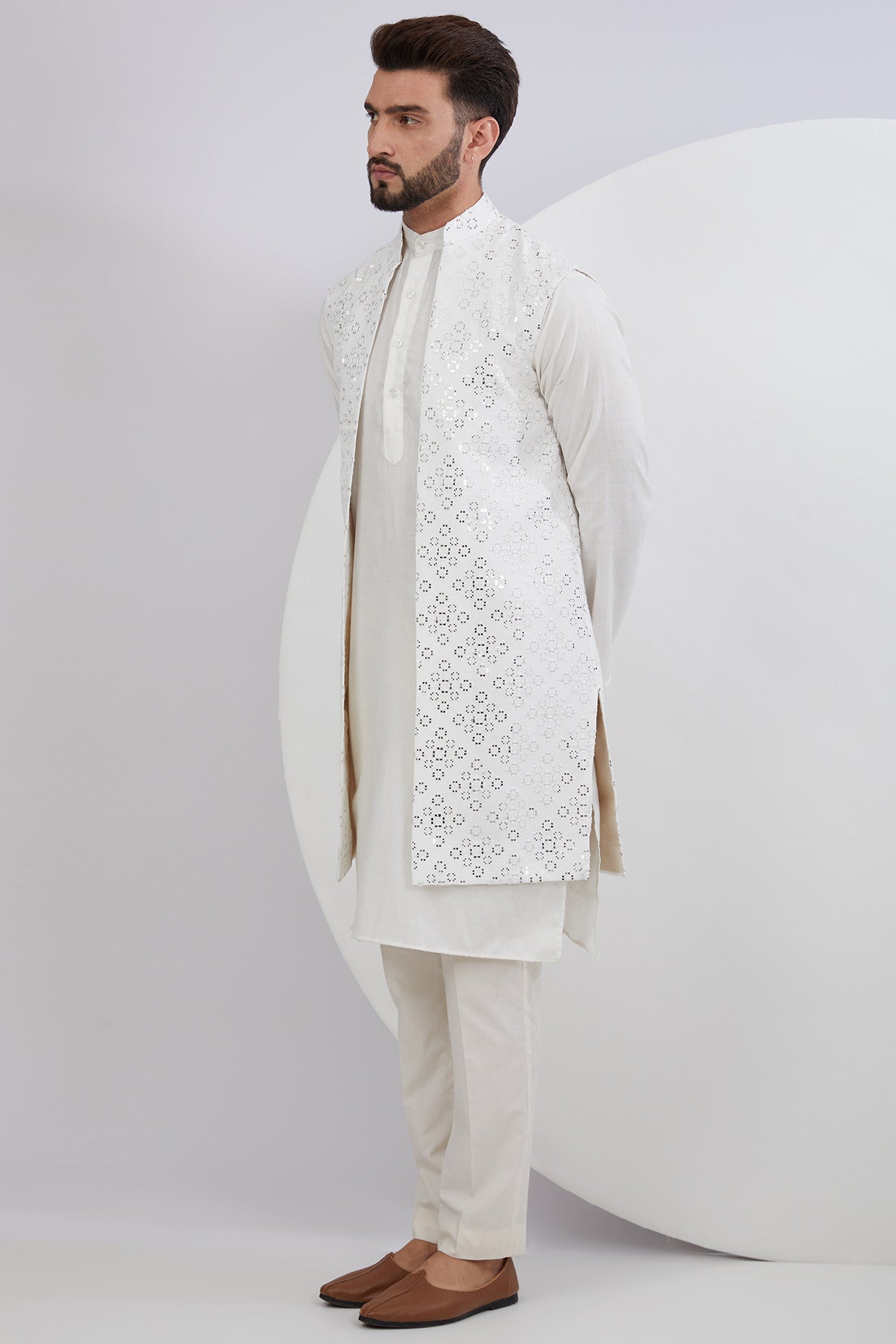 Classic Mirrorwork Long Open Shrug - kasbahmen