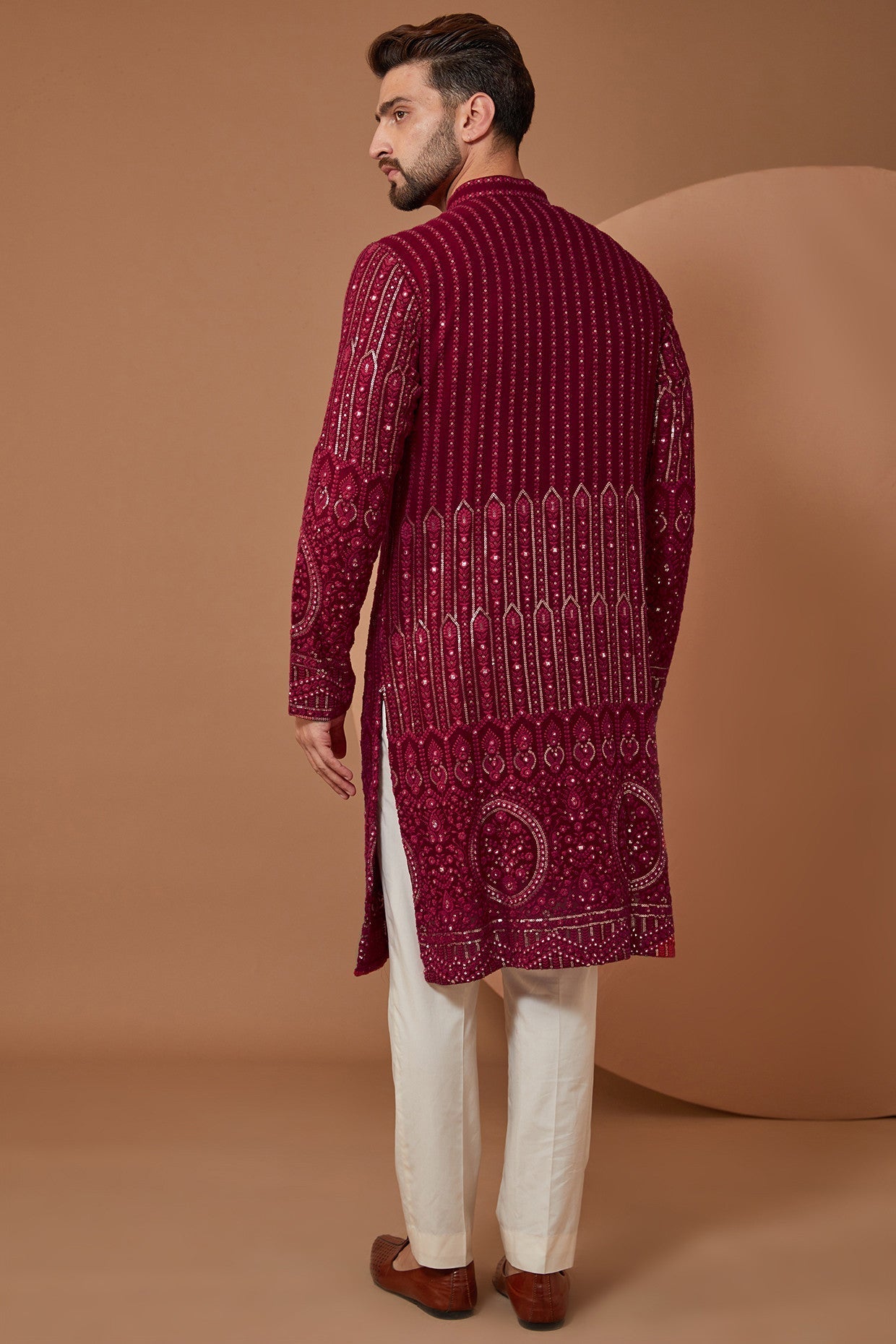 Red/Maroon Dual Tone Kurta - kasbahmen