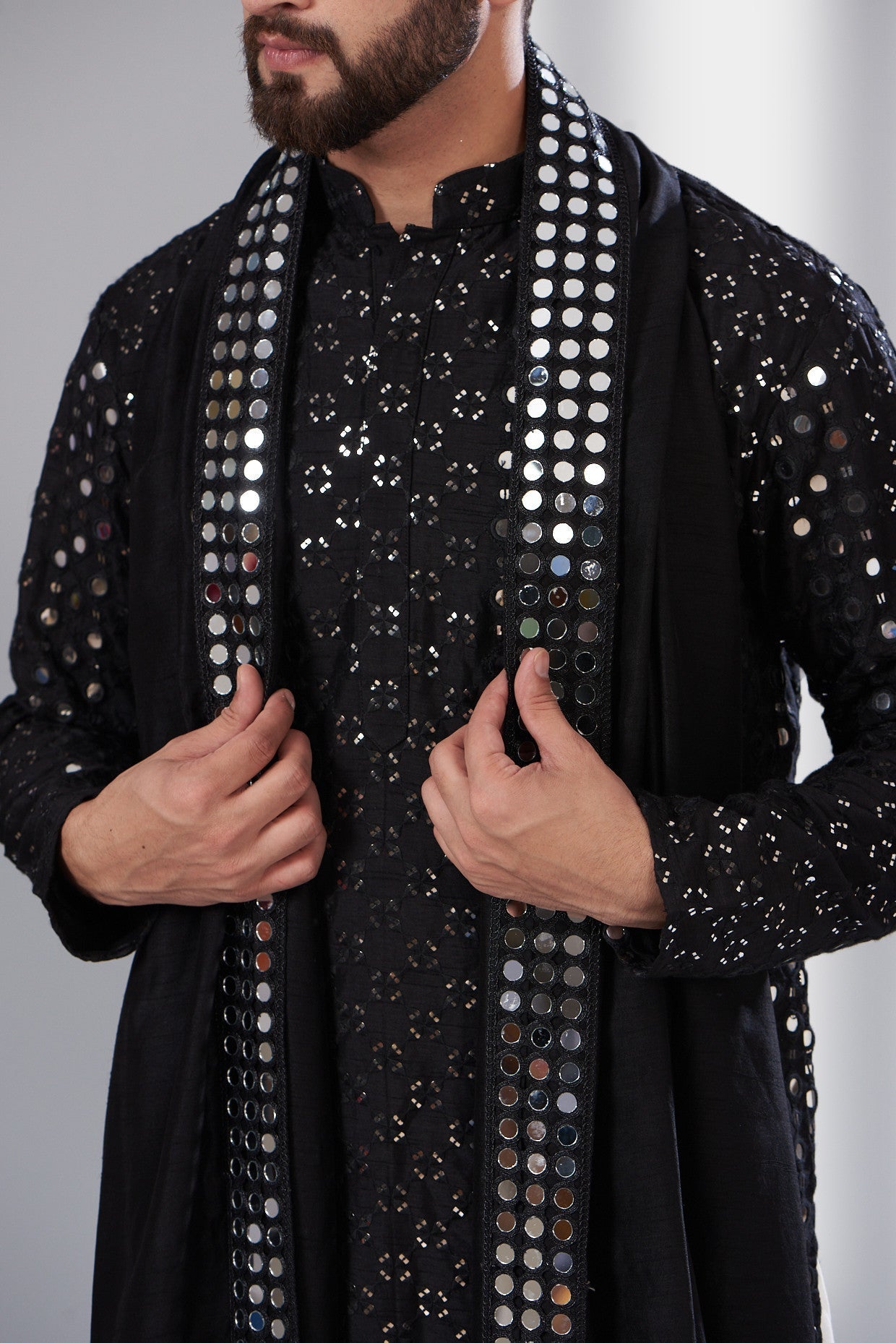 Signature Mirrorwork Kurta with stole - kasbahmen