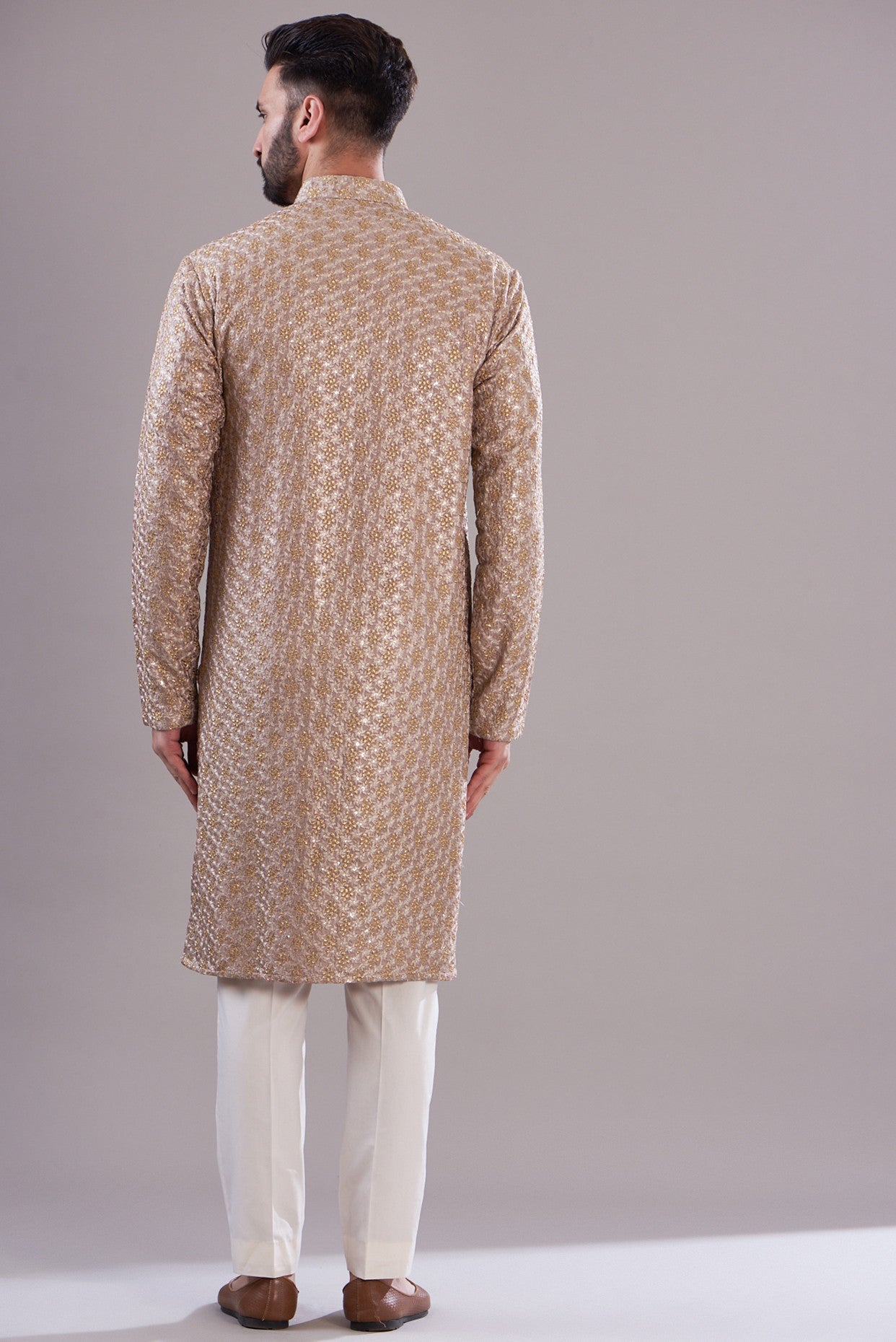 Formal mud pink chikankari kurta - kasbahmen