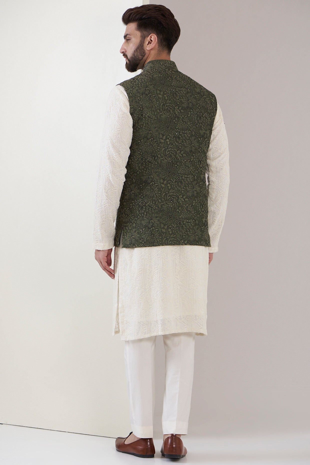 Mehandi Green Nehru Jacket - kasbahmen